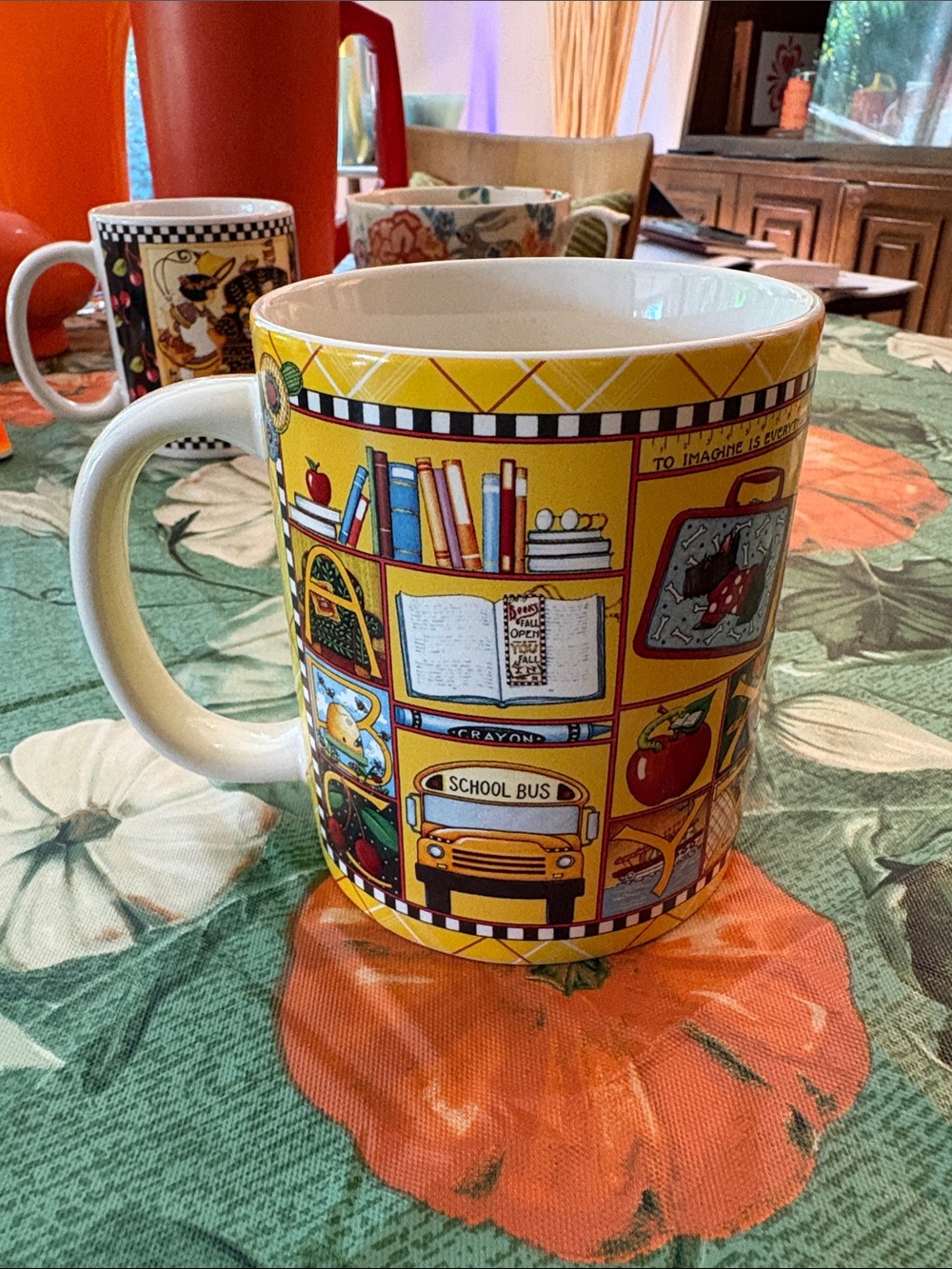 Mary Engelbreit In Class with Mary Teachers Mug apples cherries Scottie dog